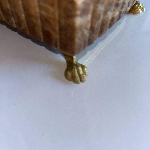 Marble & Gilt Bronze Trinket Box with Claw Feet, Hinged Lid, - Picture 7 of 7